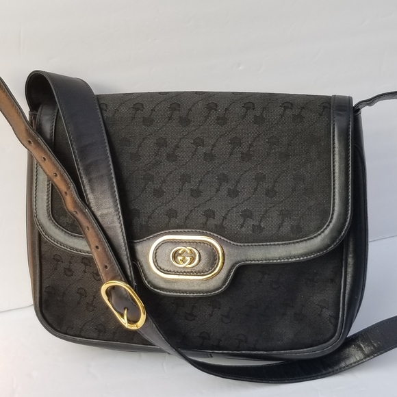 Auth Vintage GUCCI Horsebit embossed Canvas and Leather Shoulder handbag - Picture 5 of 16